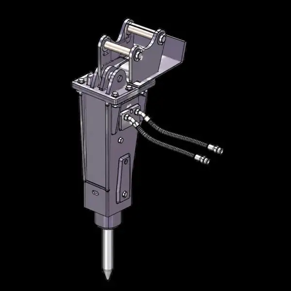 Brise-roche hydraulique pour mini-pelle avec pointerolle